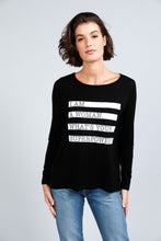 Load image into Gallery viewer, Slogo Long Sleeve Tee - I Am Woman - Black