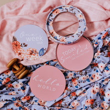 Load image into Gallery viewer, Vintage Blossom & Rose Gold Milestone Cards ~ Reversible Milestone Cards