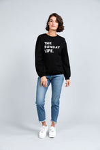 Load image into Gallery viewer, Henley Sweatshirt - Sunday Life - Black