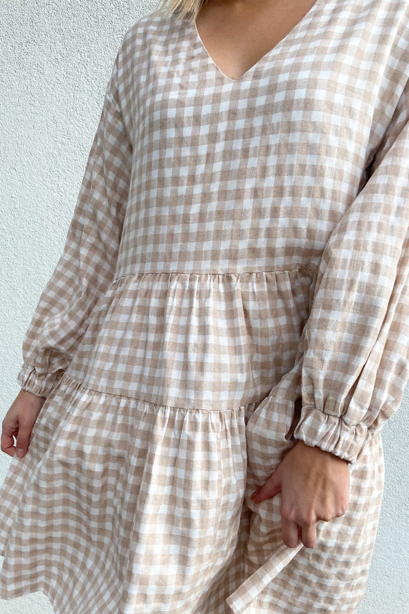 Christelle Gingham Dress - Beige
