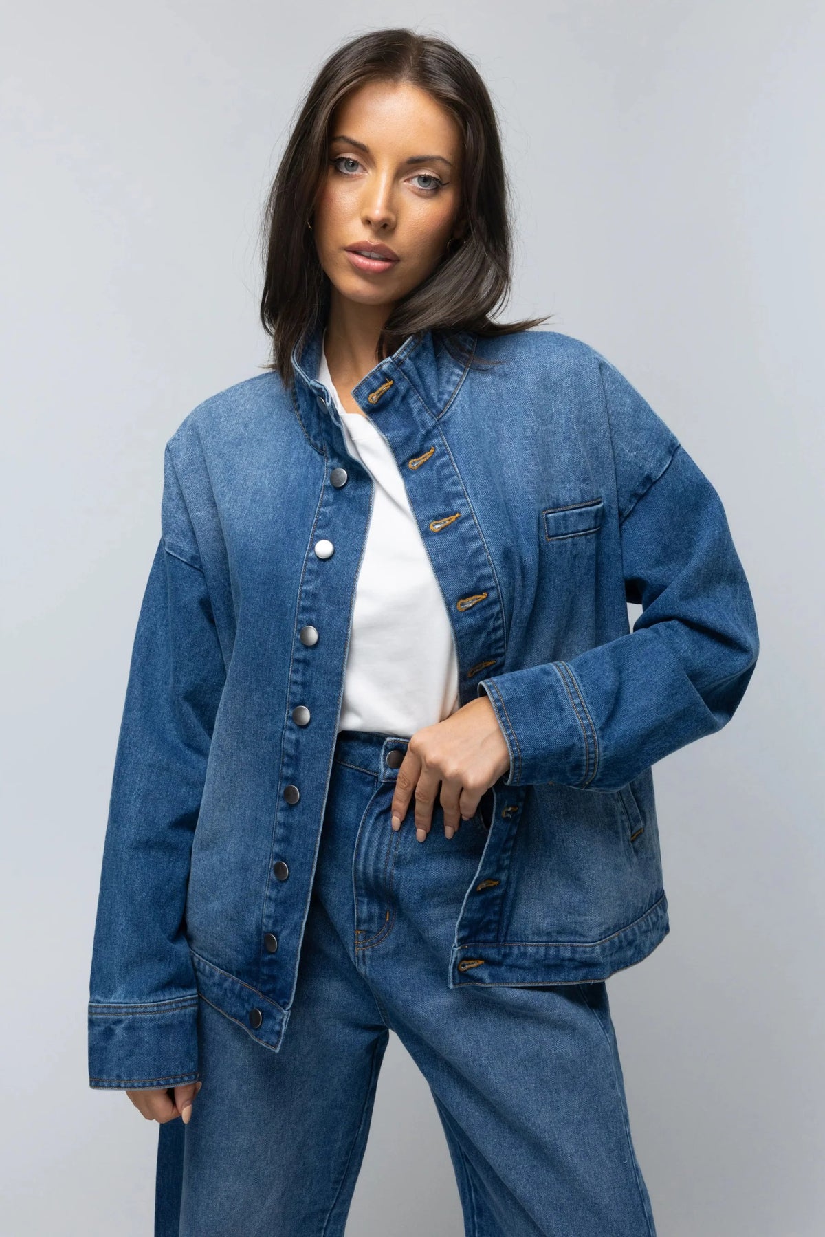 Napa Funnel Neck Jacket - Deep Vintage Blue