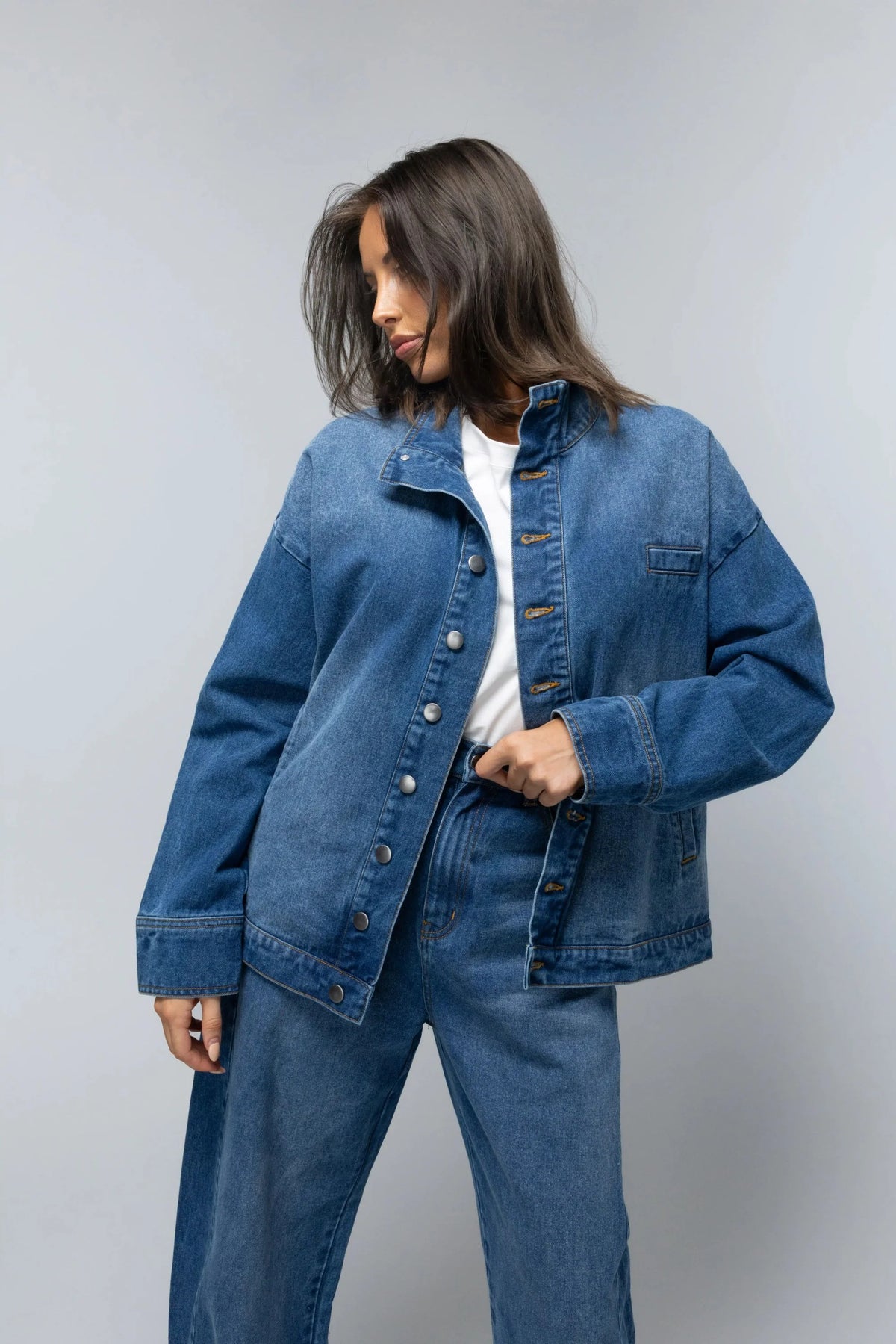 Napa Funnel Neck Jacket - Deep Vintage Blue