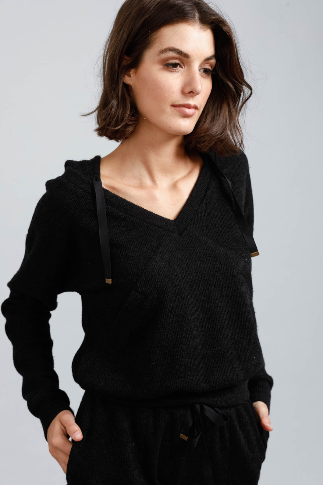 Finn Hoodie - Black Rib