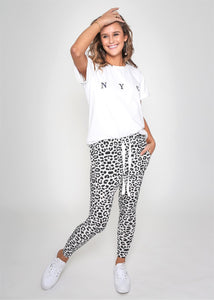 Sasha Joggers - White Leopard Print