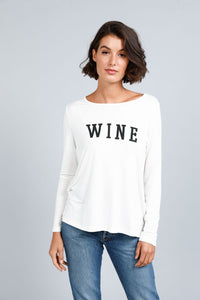 Slogo Long Sleeve Tee - Wine - White