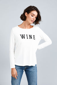 Slogo Long Sleeve Tee - Wine - White