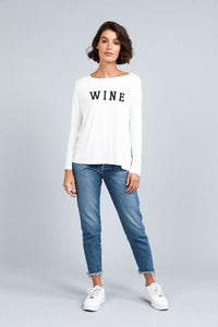 Slogo Long Sleeve Tee - Wine - White