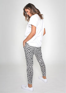 Sasha Joggers - White Leopard Print