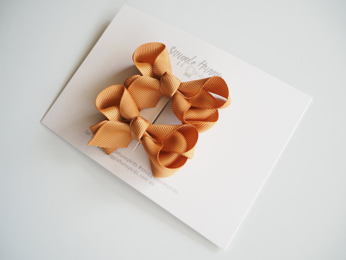 Mustard Clip Bow - Small Piggy Tail Pair