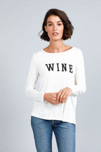 Slogo Long Sleeve Tee - Wine - White