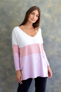 Venice V-Neck Knit Top - Pink