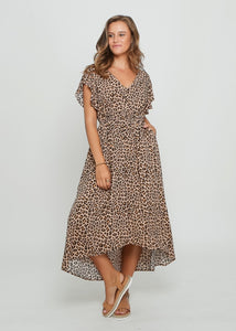 Jemima Dress  ~ Beige Leopard