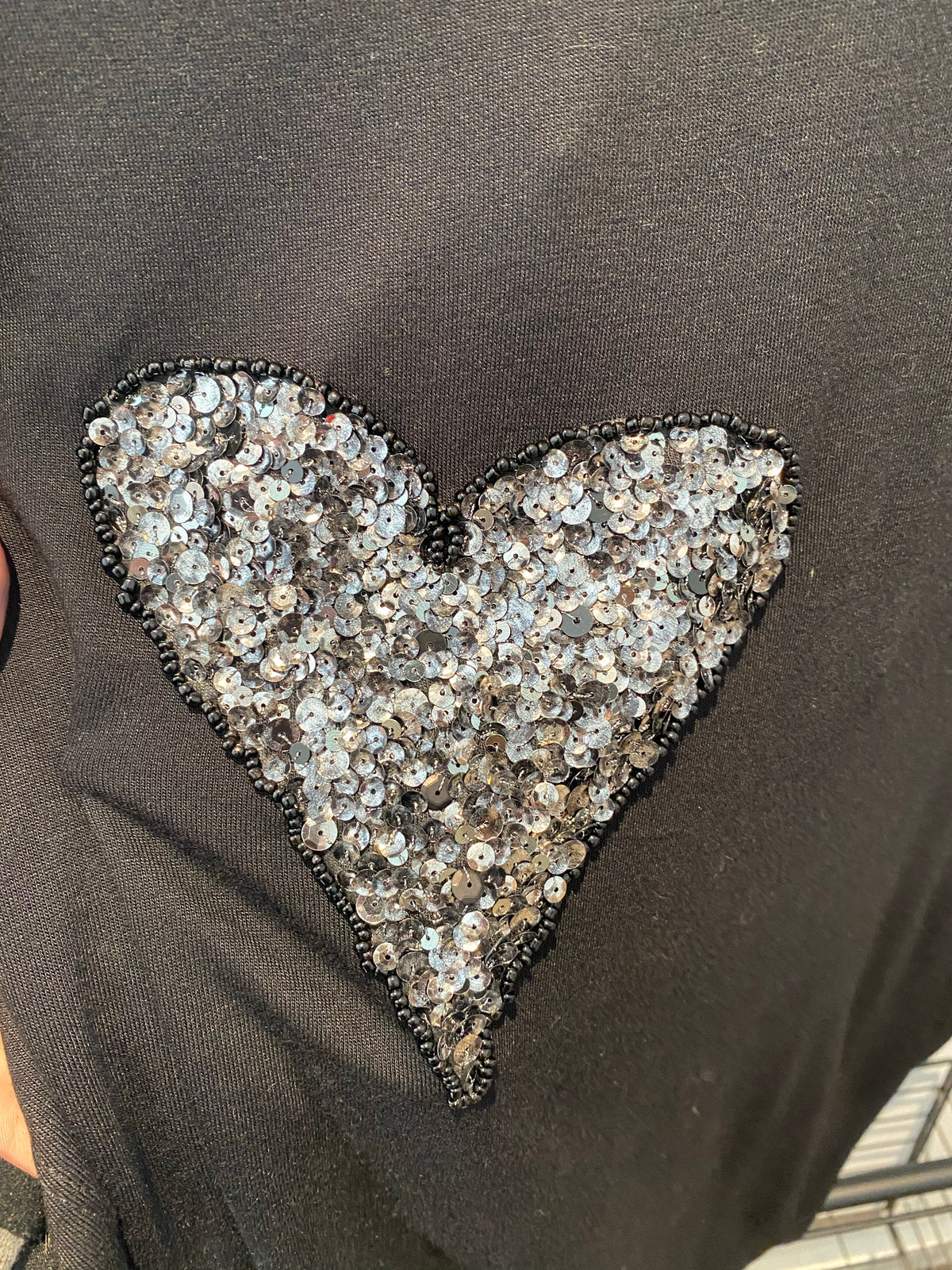 Adine Undone - Glitter Heart Tee - Black