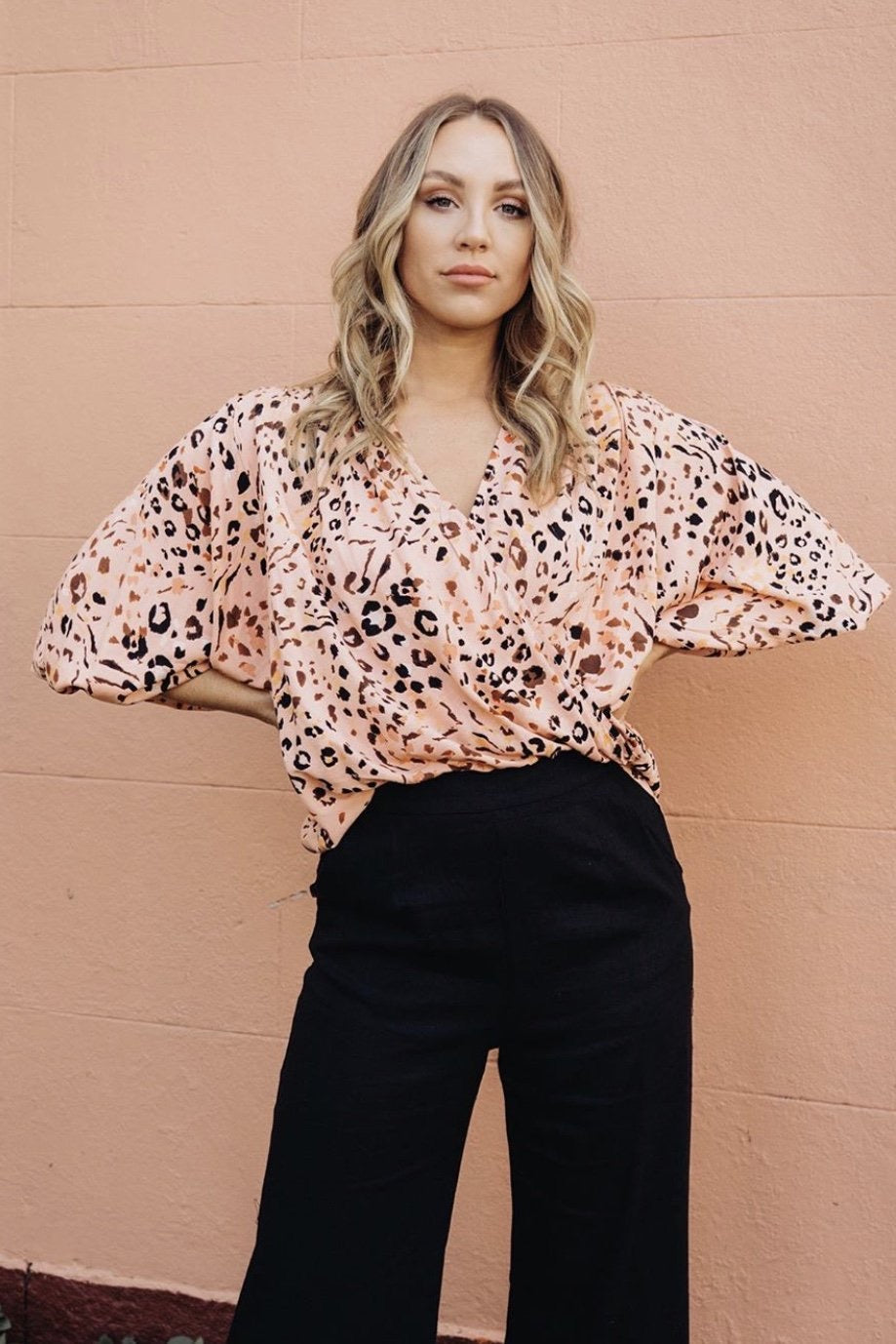 Nara Peach Leopard Print Top