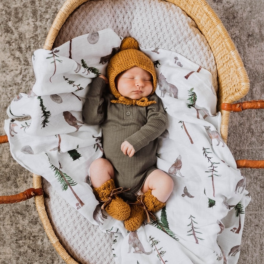 Bronze Merino Wool Bonnet & Bootie Set