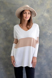 Venice V-Neck Knit Top - White