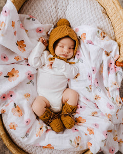 Bronze Merino Wool Bonnet & Bootie Set