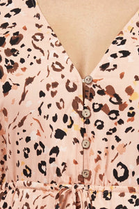 Nara Peach Dress Leopard Print