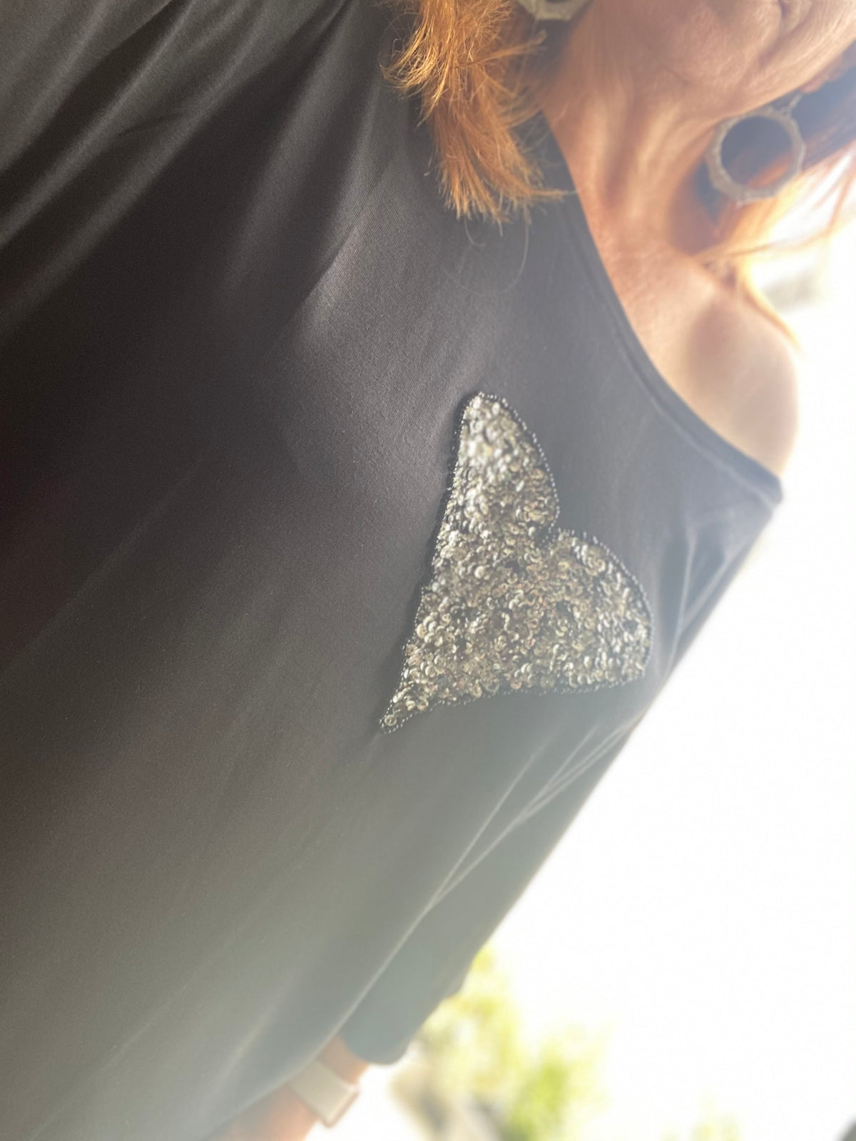 Adine Undone - Glitter Heart Tee - Black