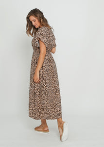 Jemima Dress  ~ Beige Leopard