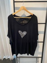 Load image into Gallery viewer, Adine Undone - Glitter Heart Tee - Black
