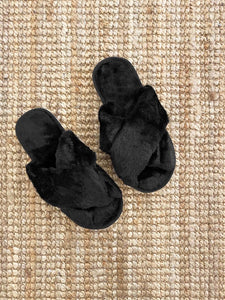 Skylar Fluffy Slippers - Black